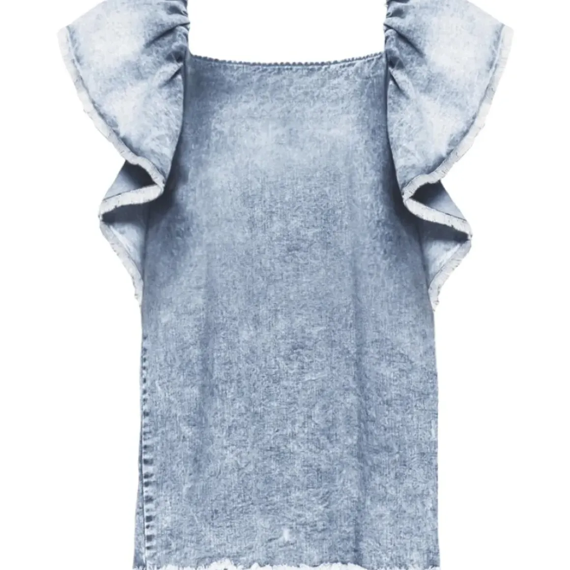 RUFFLE DENIM DRESS