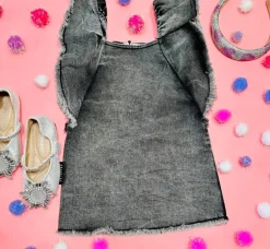 RUFFLE DENIM DRESS