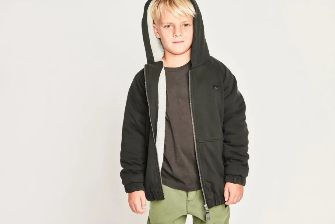 RUGGED SHERPA ZIP UP HOODIE JACKET
