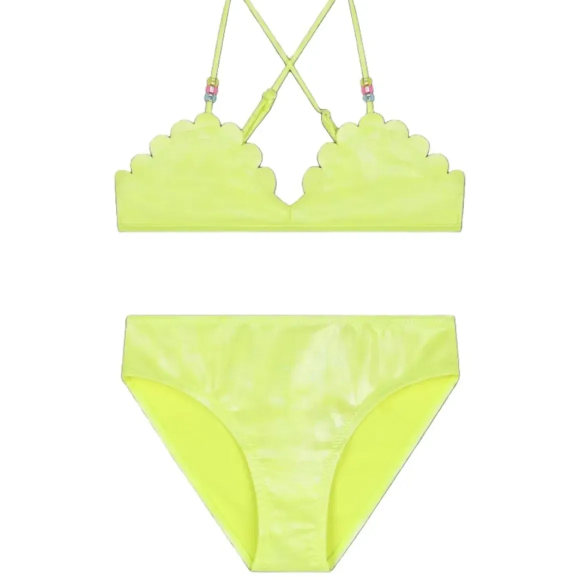 SCALLOPED BEADED TWO PIECE BIKINI