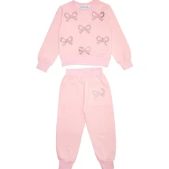 SCARLETT CRYSTAL BOW SWEATSHIRT AND SWEATPANTS SET