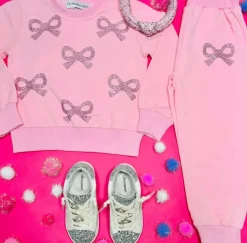 SCARLETT CRYSTAL BOW SWEATSHIRT AND SWEATPANTS SET