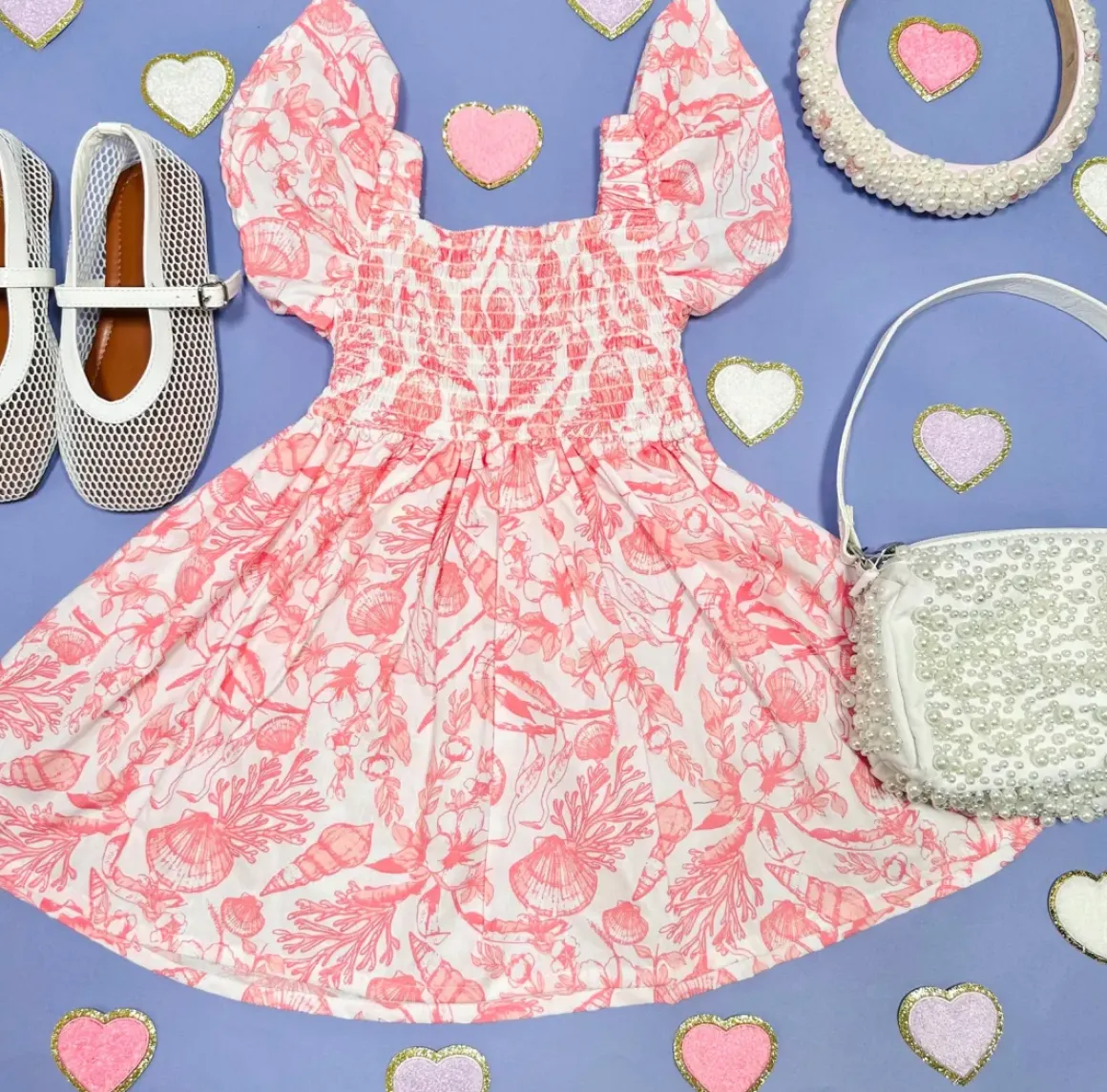SEASIDE TOILE SMOCKED DRESS