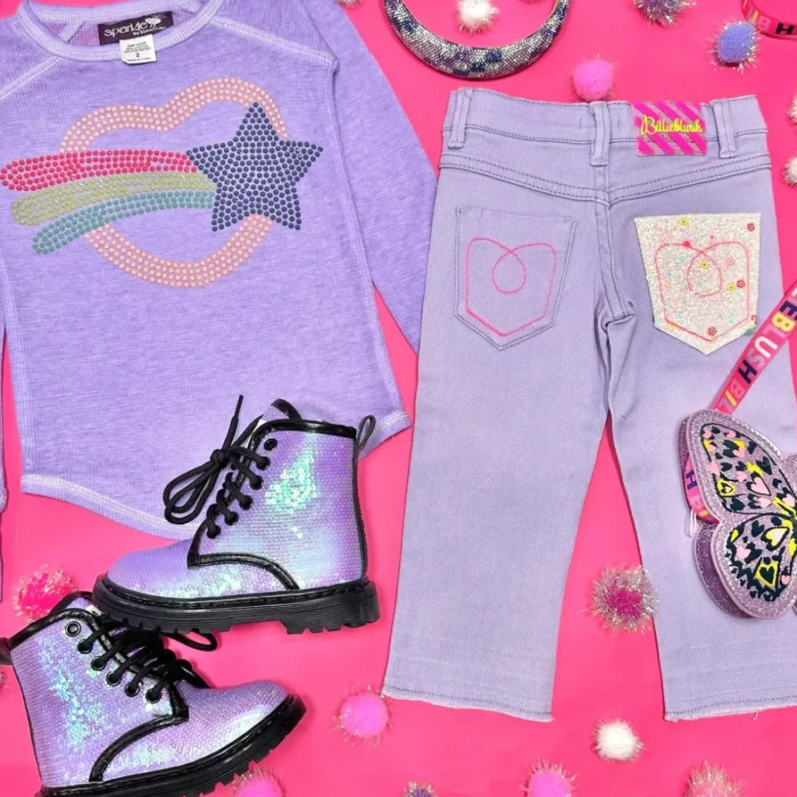 SEQUIN POCKET DENIM PANTS