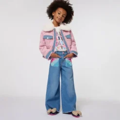 SEQUIN POCKET WIDE LEG DENIM PANTS