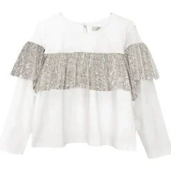 SEQUIN RUFFLE LONG SLEEVE TOP