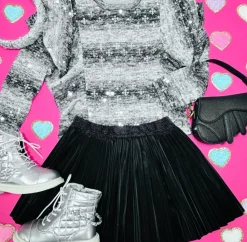 SEQUIN RUFFLE SWEATER