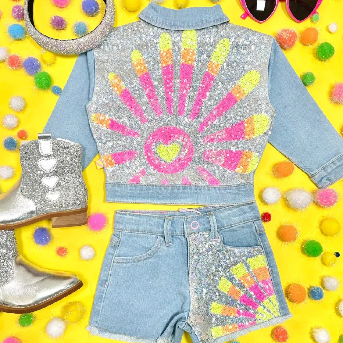 SEQUIN SUN DENIM JACKET