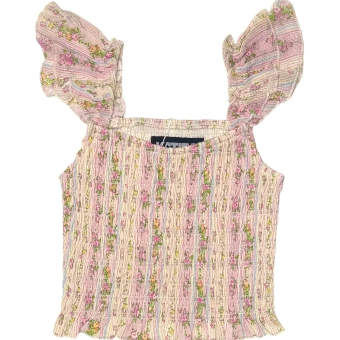 SHABBY FLORAL STRIPE JOANNA TOP