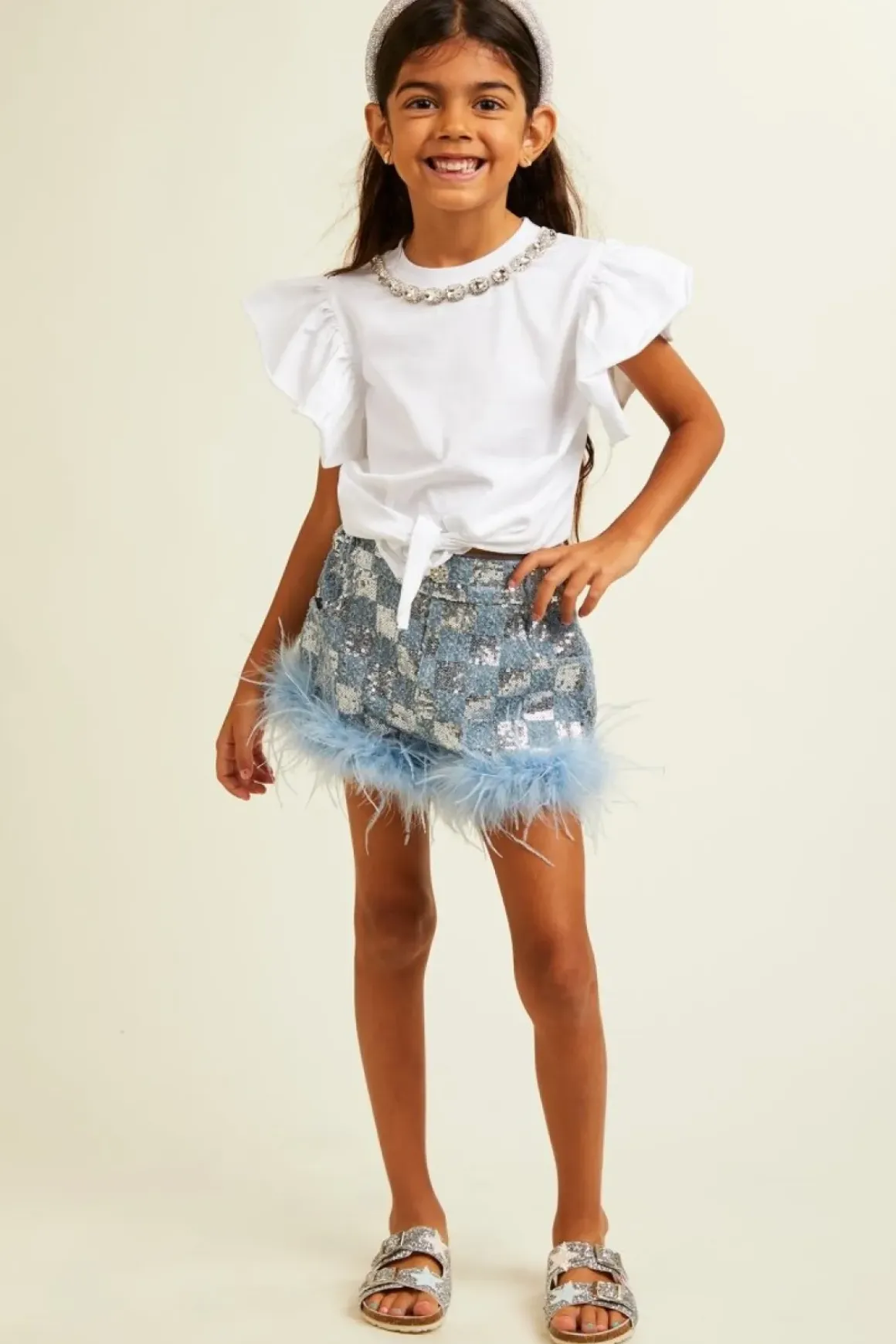 SKYE CRYSTAL RUFFLE TOP