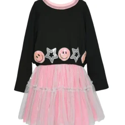 SMILEY FACE & STARS PATCHES TUTU DRESS