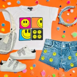 SMILEY FACE DENIM SHORTS
