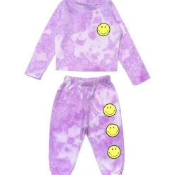 SMILEY FACE TIE DYE SWEATSHIRT AND SWEATPANTS SET
