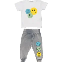 SMILEY FACE TSHIRT AND SWEATPANTS SET
