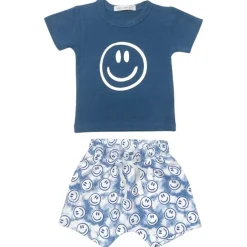 SMILEY FACE TSHIRT AND TIE DYE SHORTS SET