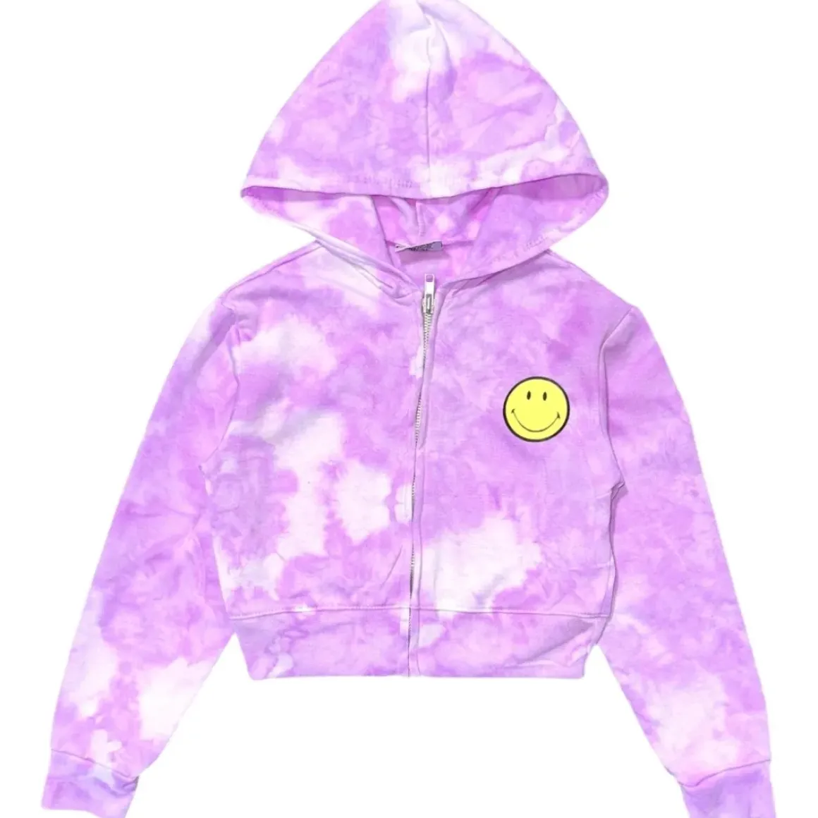 SMILEY TIE DYE ZIP UP HOODIE