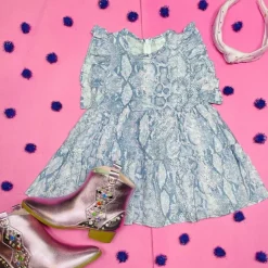 SNAKESKIN RUFFLE DRESS