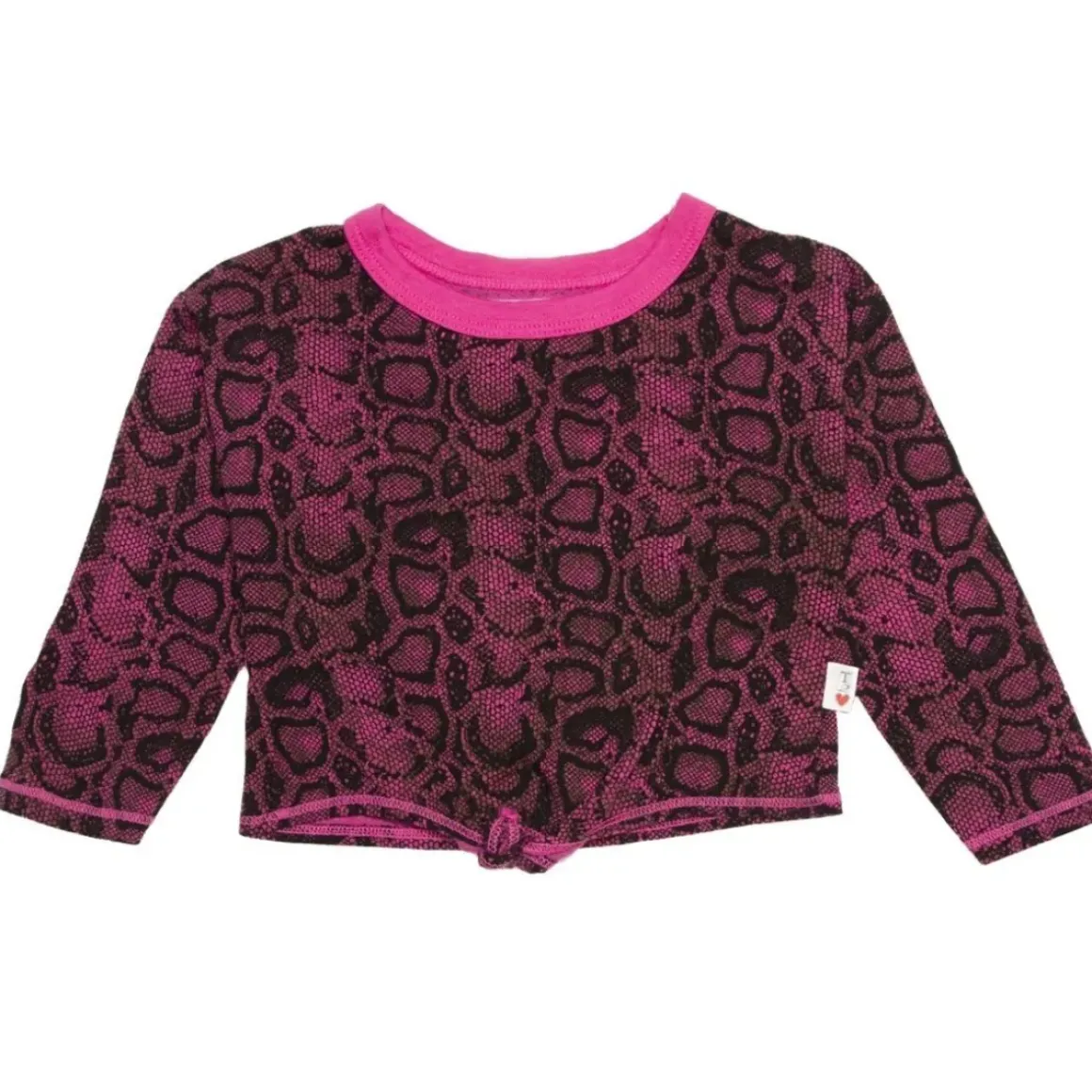 SNAKESKIN TIE FRONT LONG SLEEVE TSHIRT