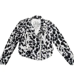 SNOW LEOPARD VELVET MOTO JACKET