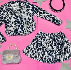 SNOW LEOPARD VELVET MOTO JACKET