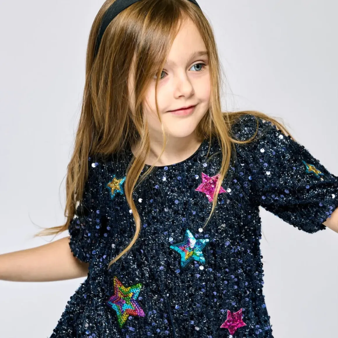 STAR PATCHES SEQUIN DRESS