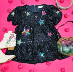 STAR PATCHES SEQUIN DRESS
