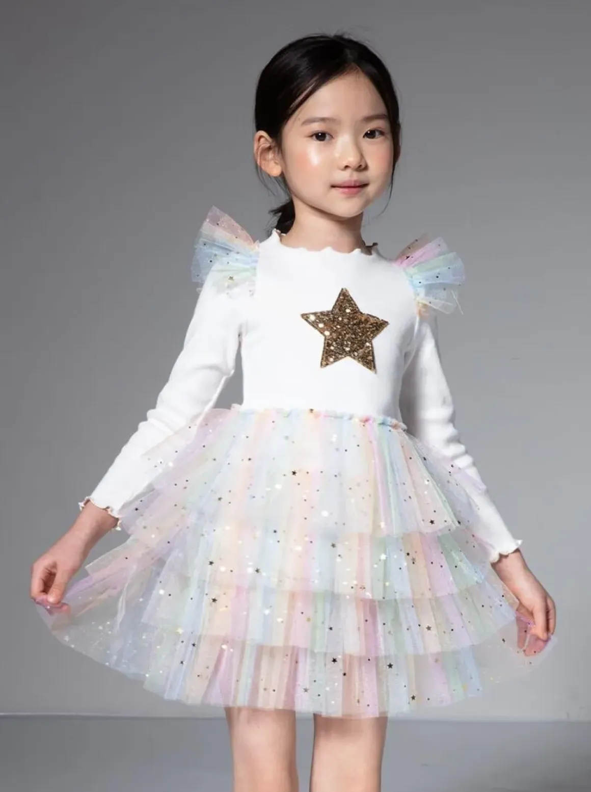 STAR RAINBOW FRILL TUTU DRESS