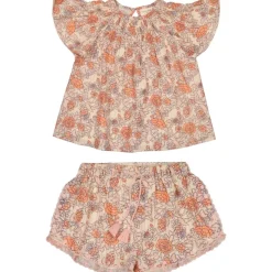 STRIPE INDIAN FLOWER TUNIC TOP AND SHORTS SET