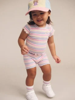 STRIPE RIB BIKER SHORTS