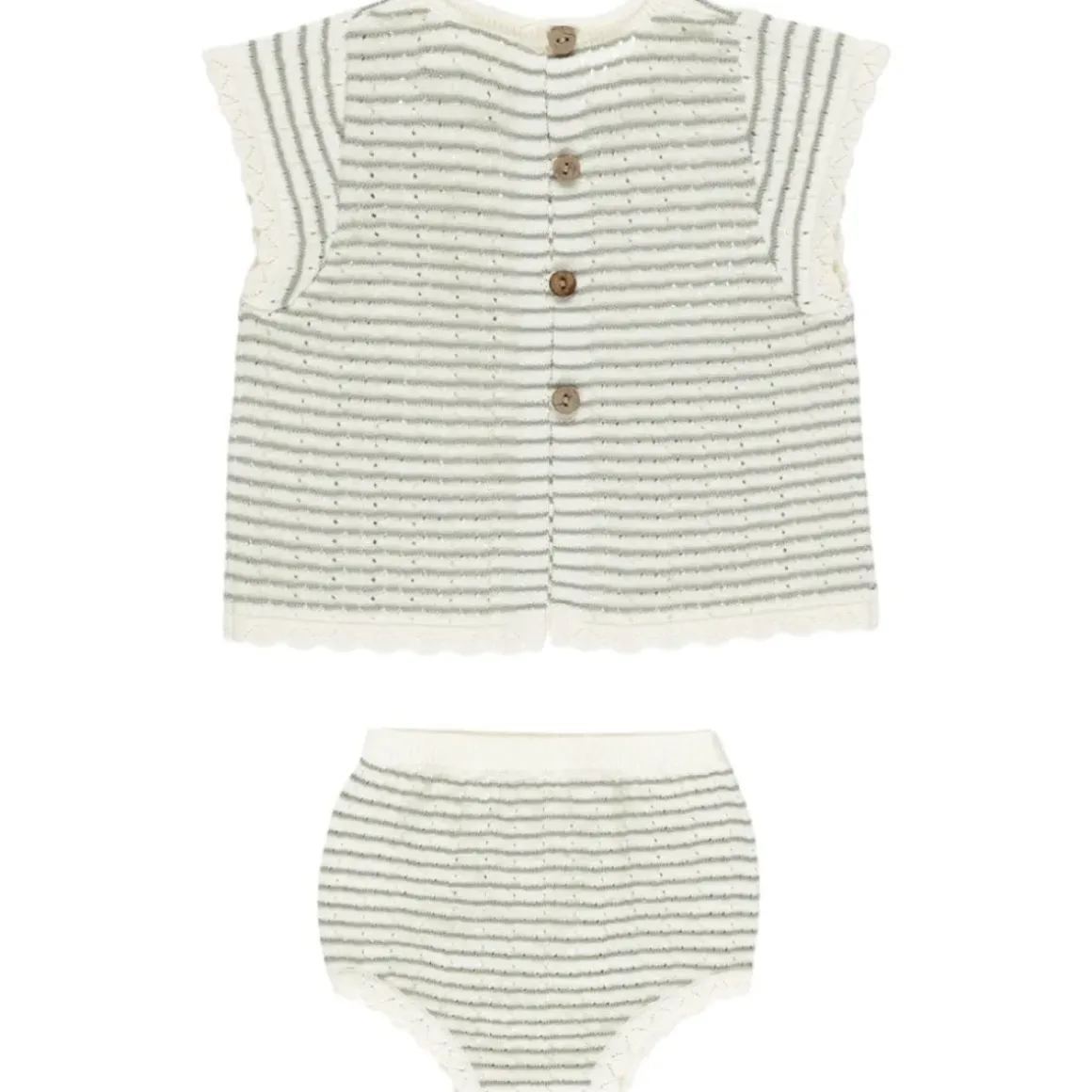 STRIPE SCALLOP KNIT TOP AND BLOOMERS SET