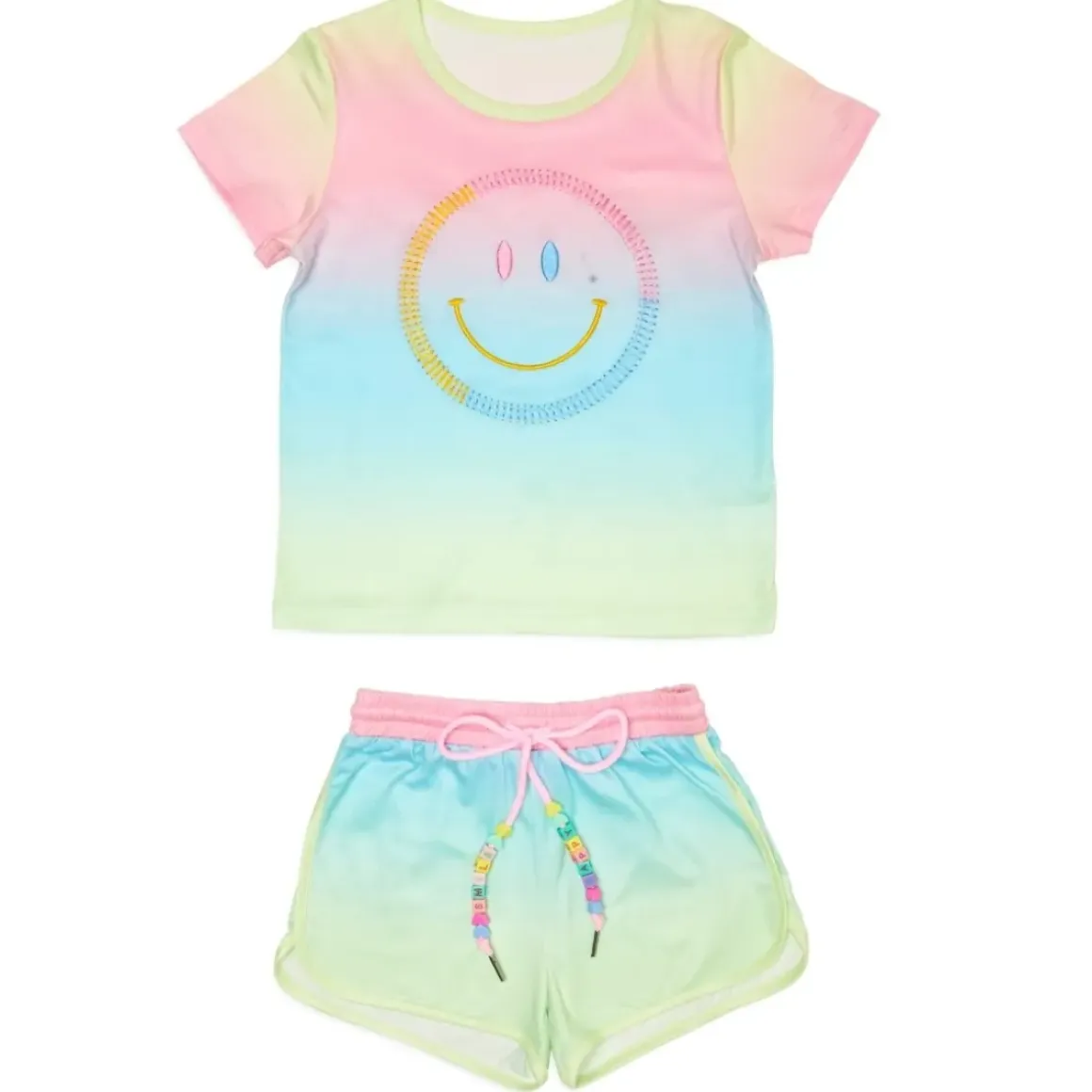 SUNSET SMILEY OMBRÉ TOP AND SHORTS SET