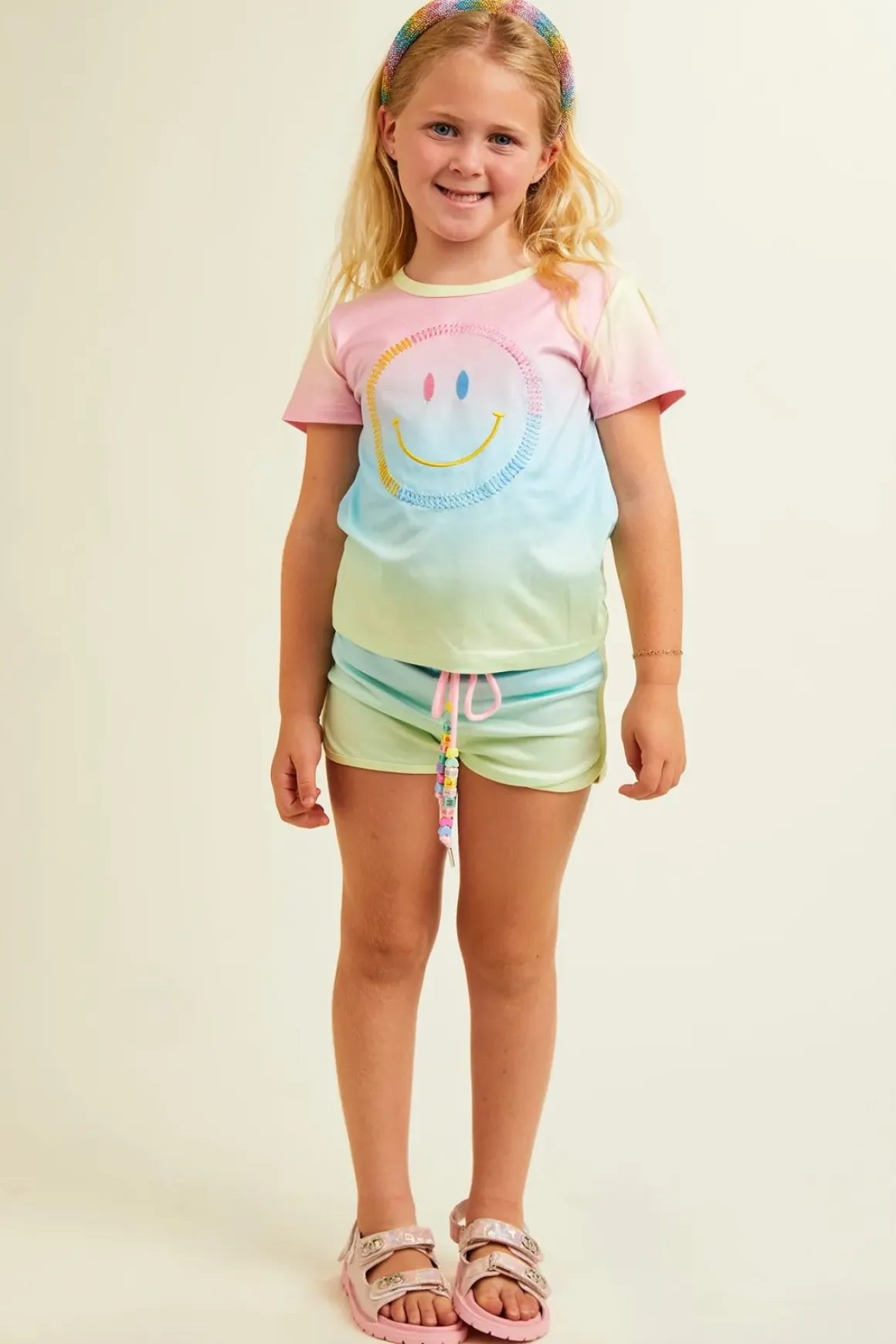 SUNSET SMILEY OMBRÉ TOP AND SHORTS SET