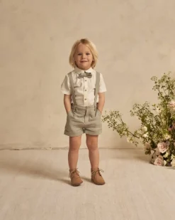 SUSPENDER LINEN SHORTS