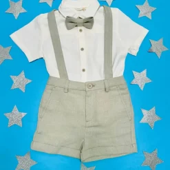 SUSPENDER LINEN SHORTS