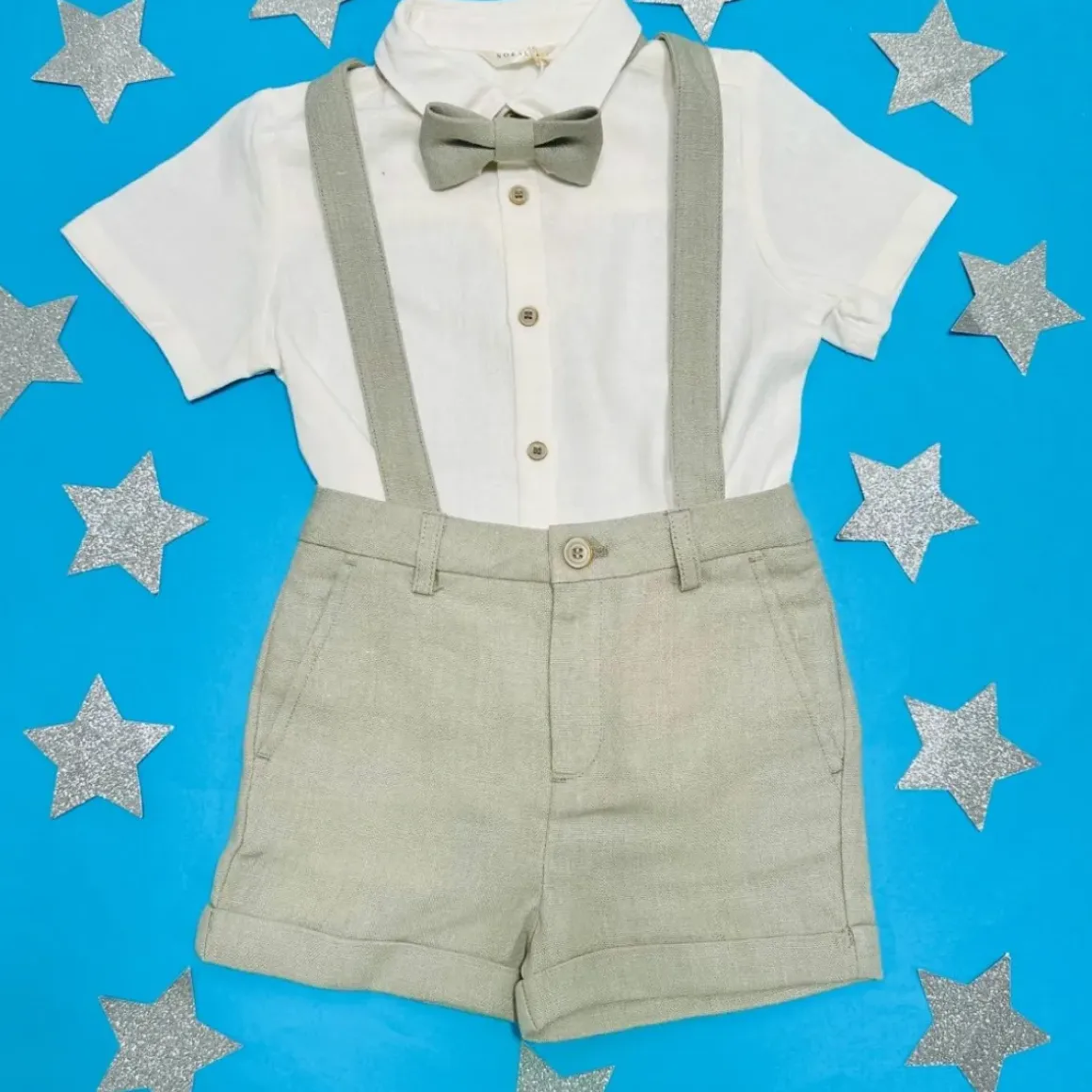 SUSPENDER LINEN SHORTS