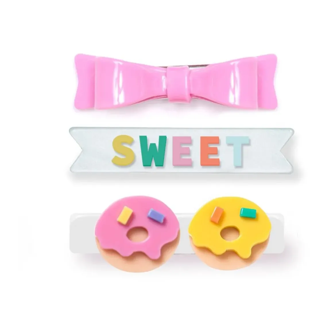 SWEET DONUTS + BOW ALLIGATOR CLIPS (SET OF 3)