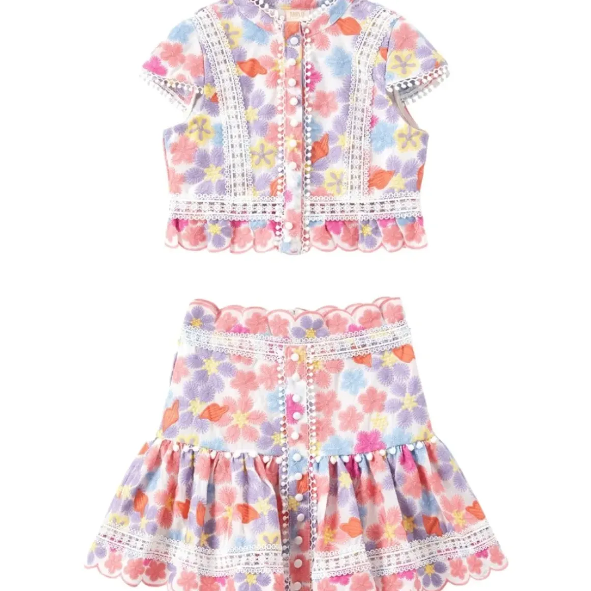 TALIA EMBROIDERED TOP AND SKIRT SET