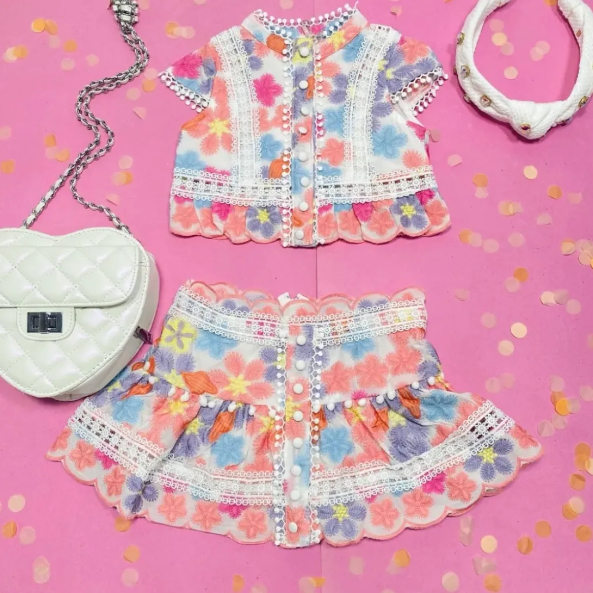 TALIA EMBROIDERED TOP AND SKIRT SET