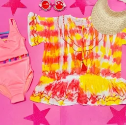 TIE DYE EMBROIDERED TASSEL DRESS