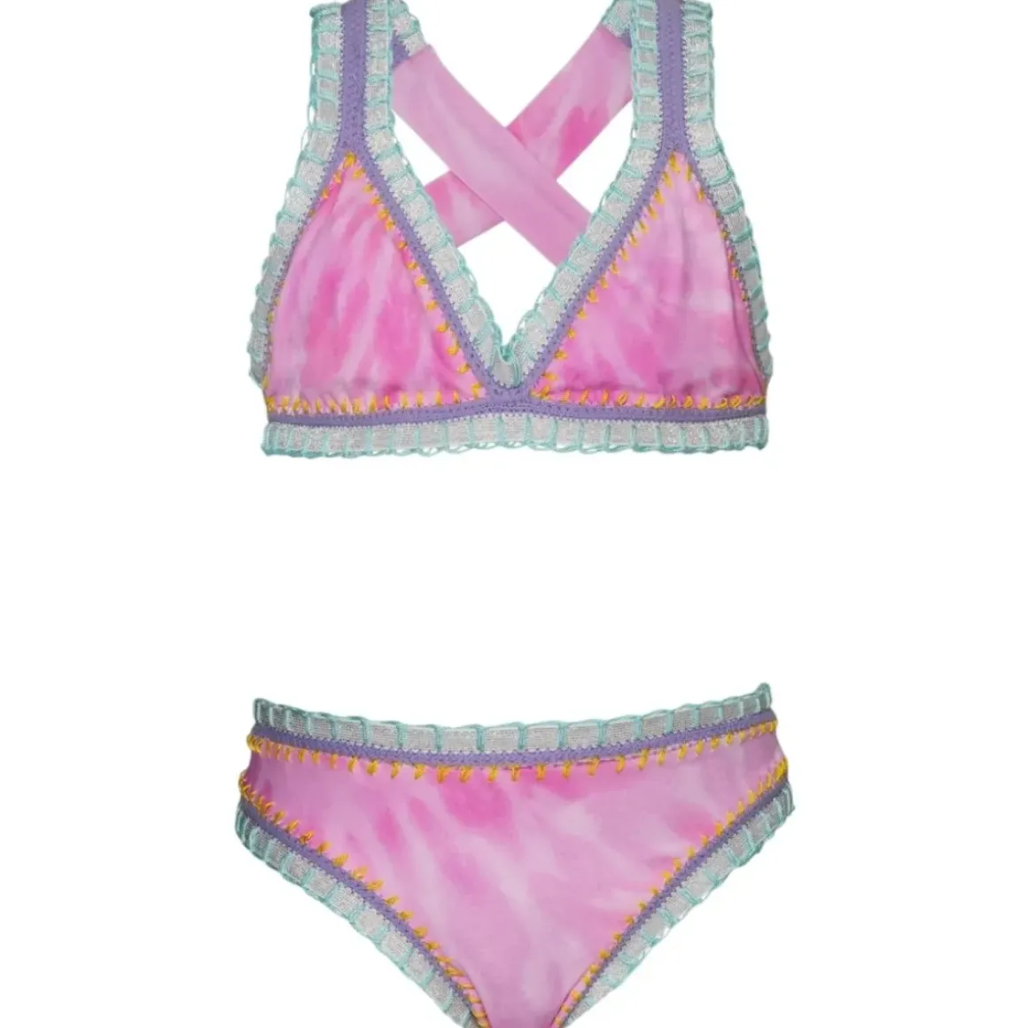 TIE DYE RAINBOW STITCHING TWO PIECE BIKINI