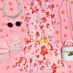 TRINY FLORAL RUFFLE TASSEL DRESS