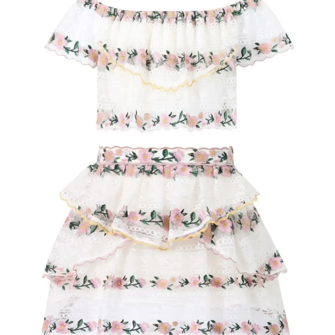 VICTORIA EMBROIDERED TOP AND SKIRT SET