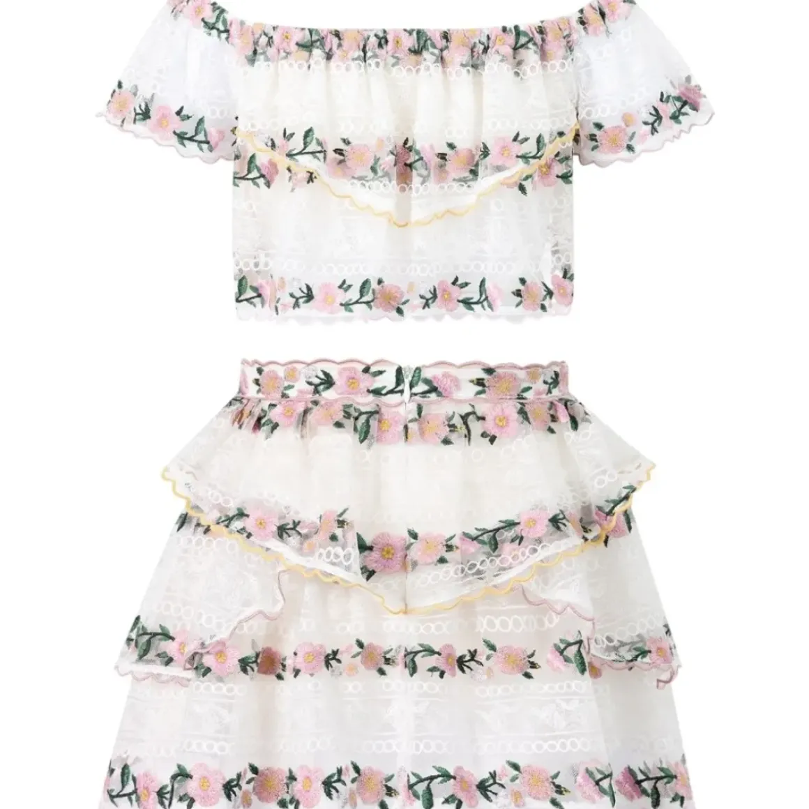 VICTORIA EMBROIDERED TOP AND SKIRT SET