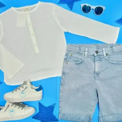 WASHED DENIM SHORTS
