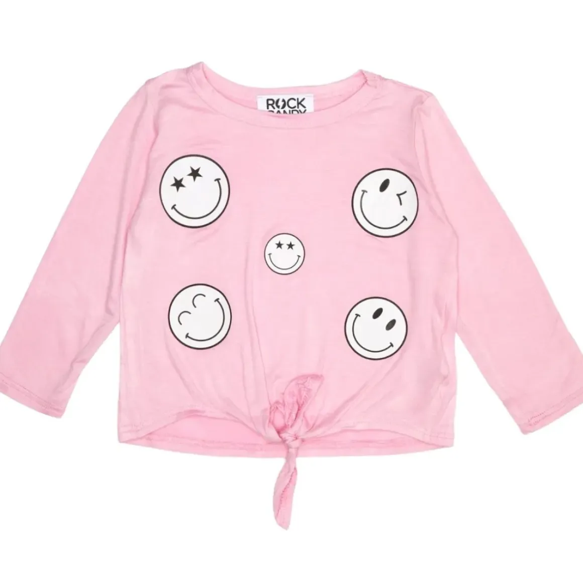 WINK SMILEY FACE LONG SLEEVE TSHIRT WITH TIES
