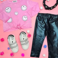 WINK SMILEY FACE LONG SLEEVE TSHIRT WITH TIES