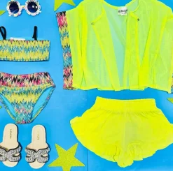 ZIG ZAG CROCHET NEON MESH COVER UP TOP