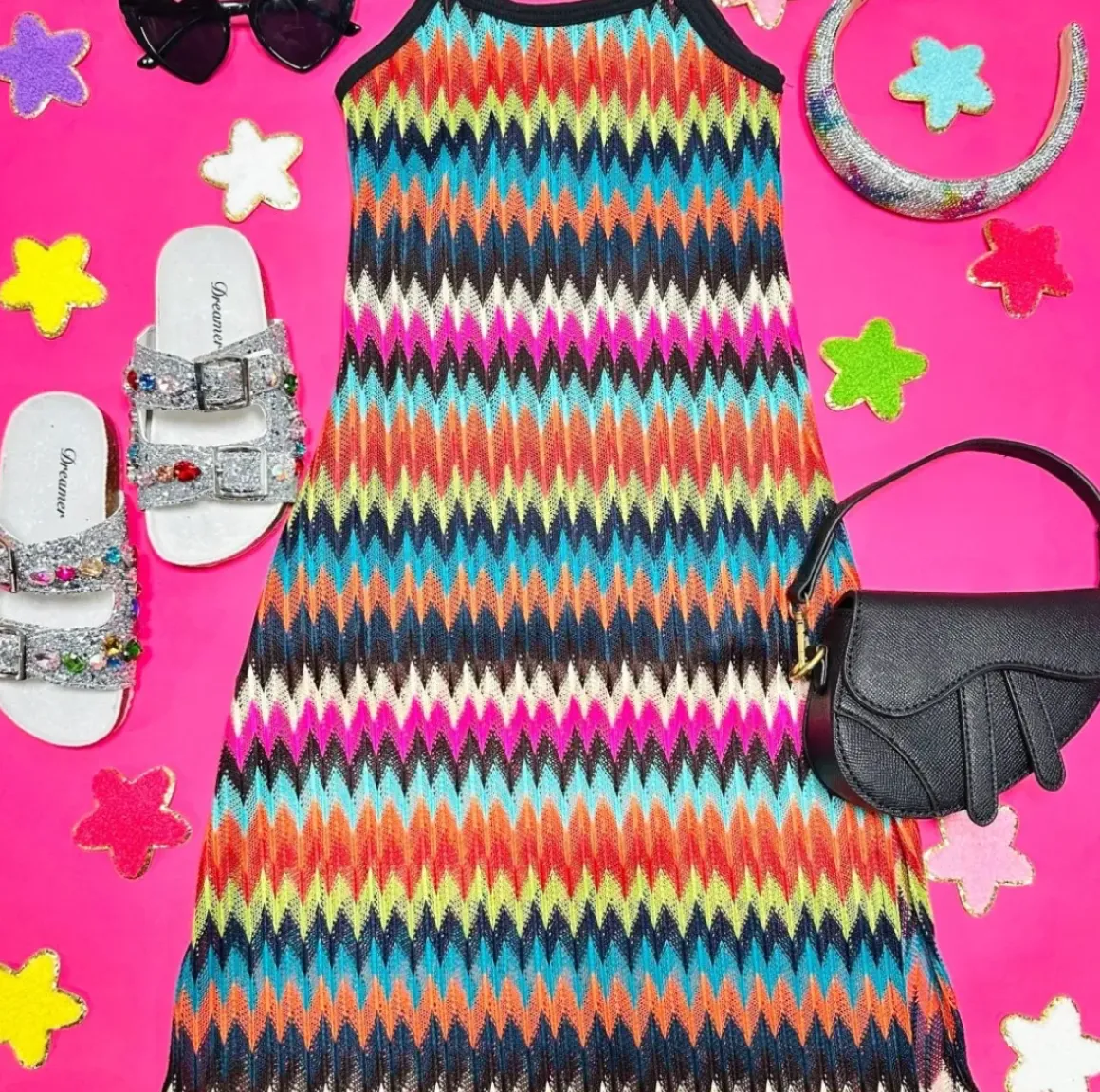 ZIG ZAG SLIT ON THE SIDE MAXI DRESS